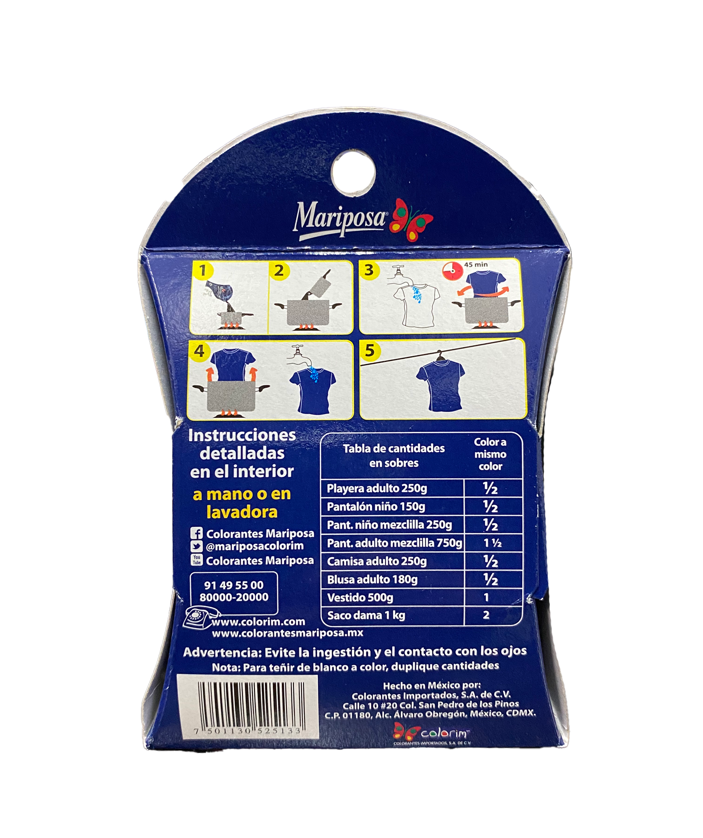 COLORANTE MARIPOSA AZUL MARINO 32 GR COLORIM