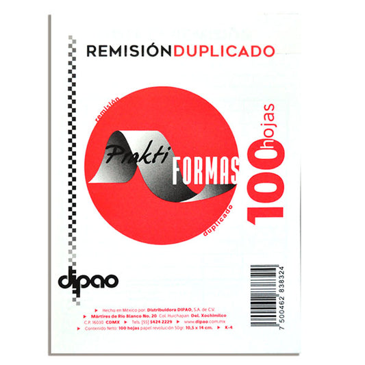 BLOCK REMISION DUPLICADO 1/8 100 HJ K-4 DIPAO