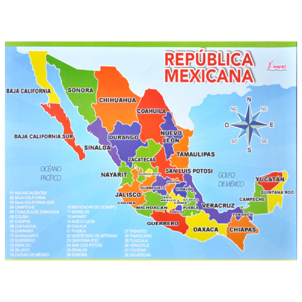 POSTER DIDACTICO CONTINENTES Y REPUBLICA MEXICANA NOVAC