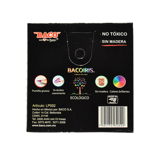 COLORES SIN MADERA BACOIRIS CORTOS 12 PZ BACO MNK