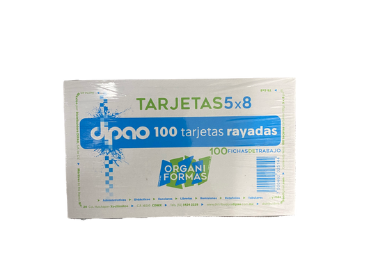 TARJETA INDEX 5X8 100 HJ RAYA DIPAO MNK